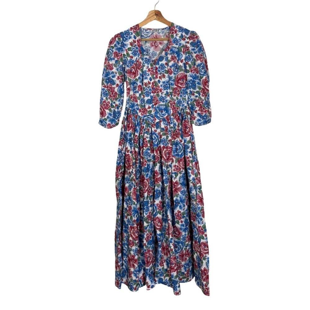 Batsheva Floral Print Cotton Poplin Embroidered Maxi Dress Cottagecore Boho NEW - Picture 6 of 16